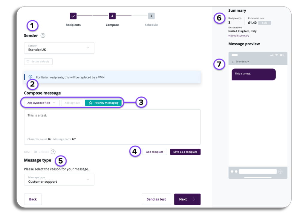 Message Centre - Compose - Esendex Support