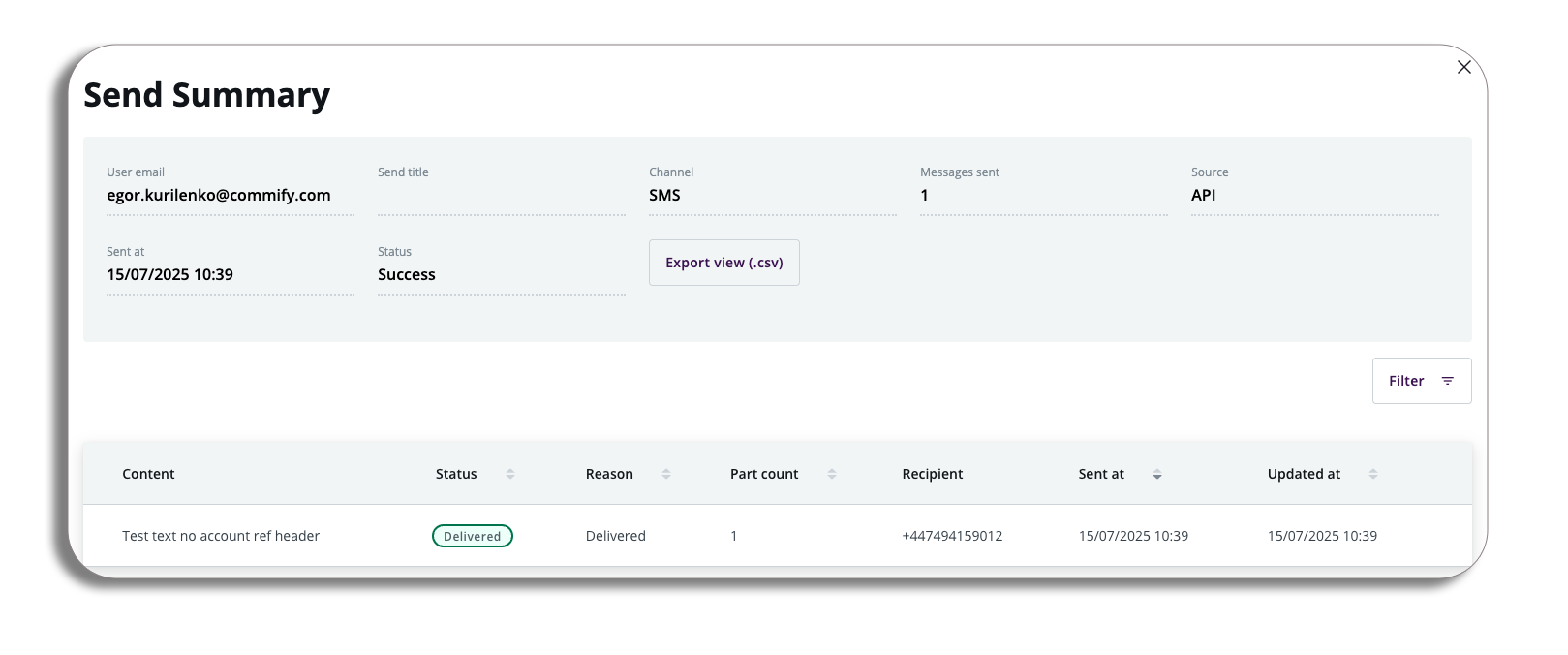 Message History - Esendex Support